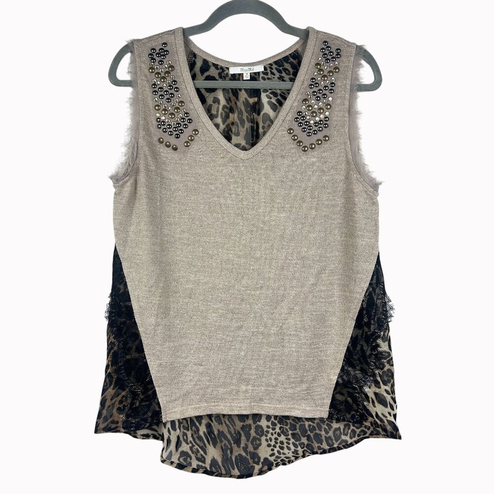 Miss Me Gray Leopard Print Blouse